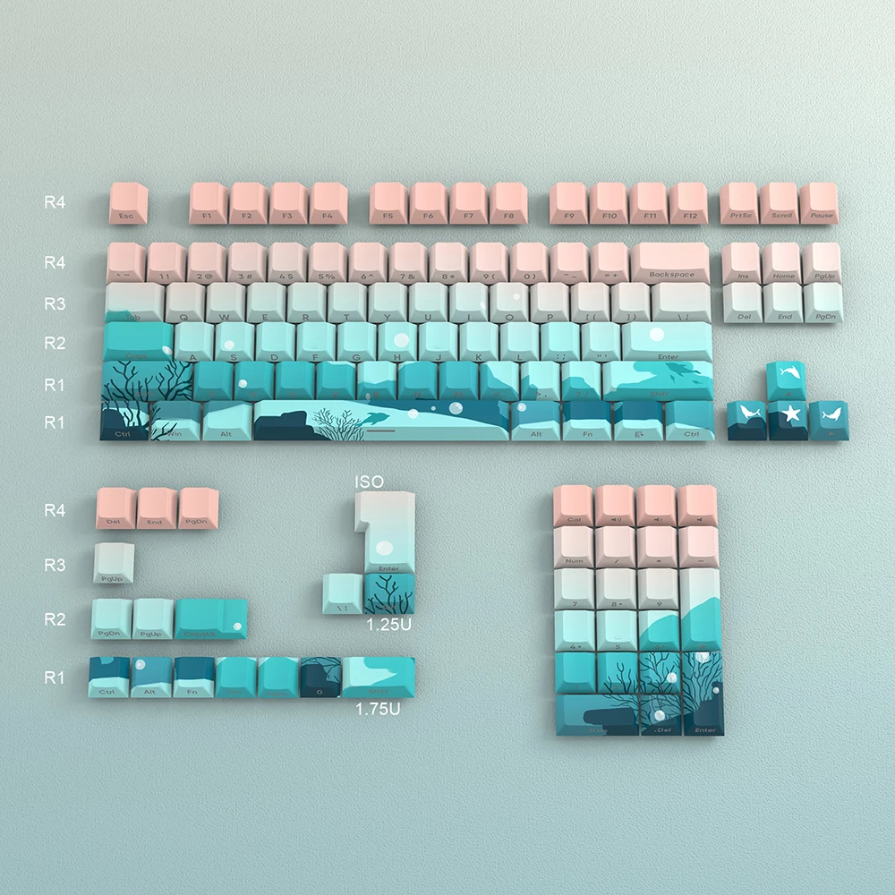 Double Shot pbt Keycaps 125 Key Light of Dawn Custom Keycap Set Dye Sub Backlight Key Caps For MX Switch Mechanical Keyboard Cap