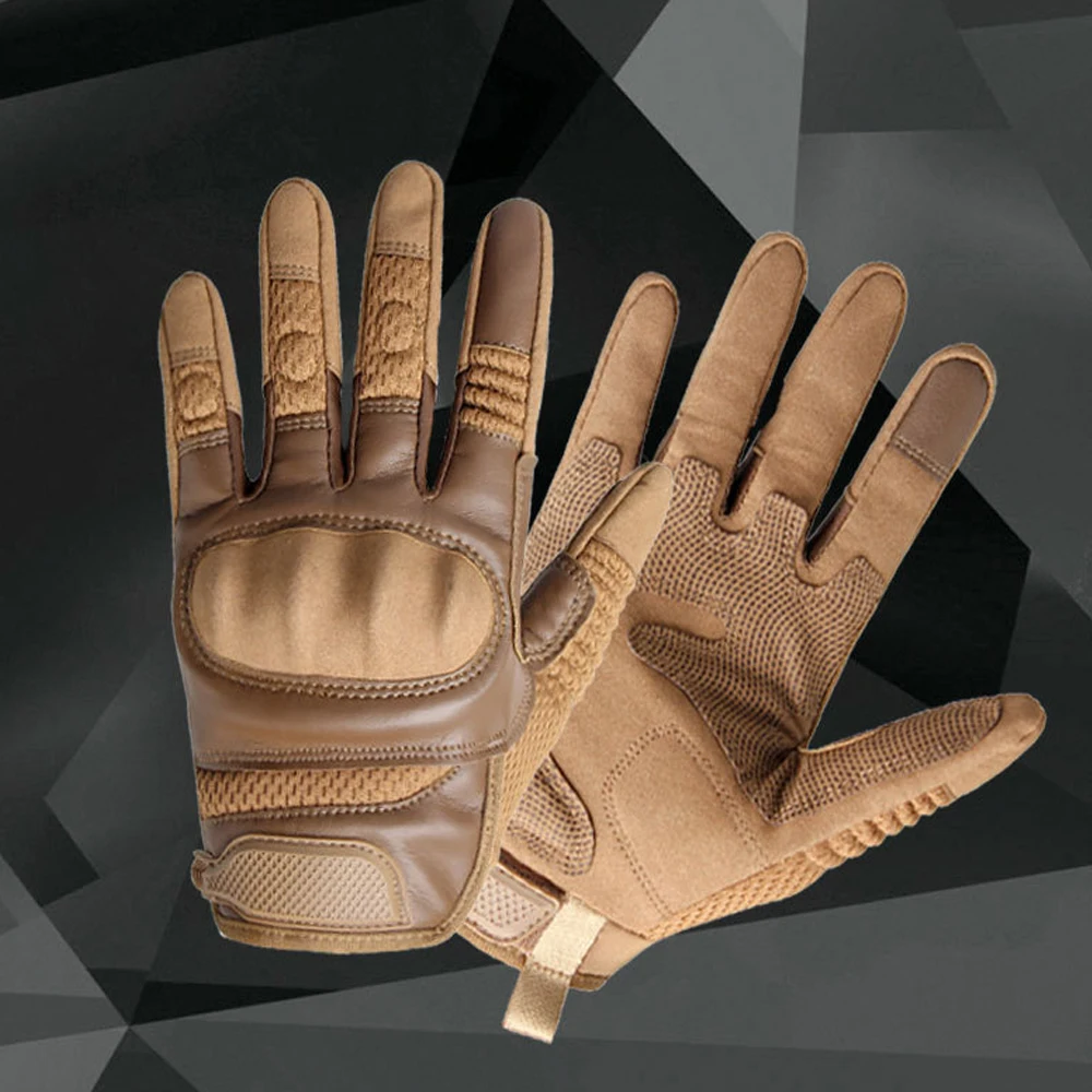 PU Leder Taktische Handschuhe Touchscreen Radfahren Hard Shell Wandern Kampf Jagd Airsoft Fahren Fahrrad Anti-slip Fahrrad Fäustlinge – Detail 2
