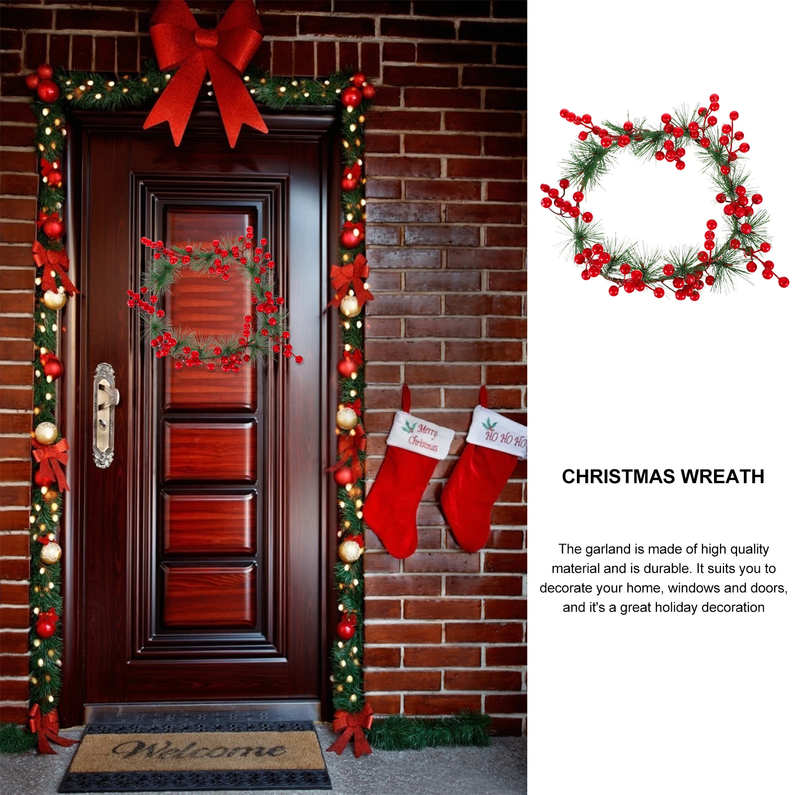 

Red Fruit Garland Party Decoration Artificial Berry Fairy Banquet Wreath Foam Christmas Hanging Pendant Door