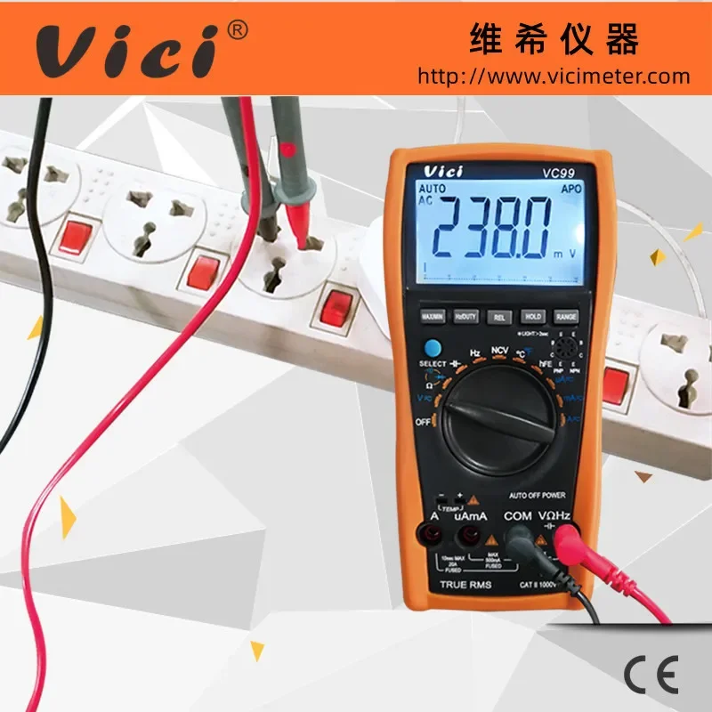 VICI VC99 3 6/7 Auto Range Digital Multimeter DC AC Voltage Current Resistance Capacitance Meter Alligator Probe 100% Original