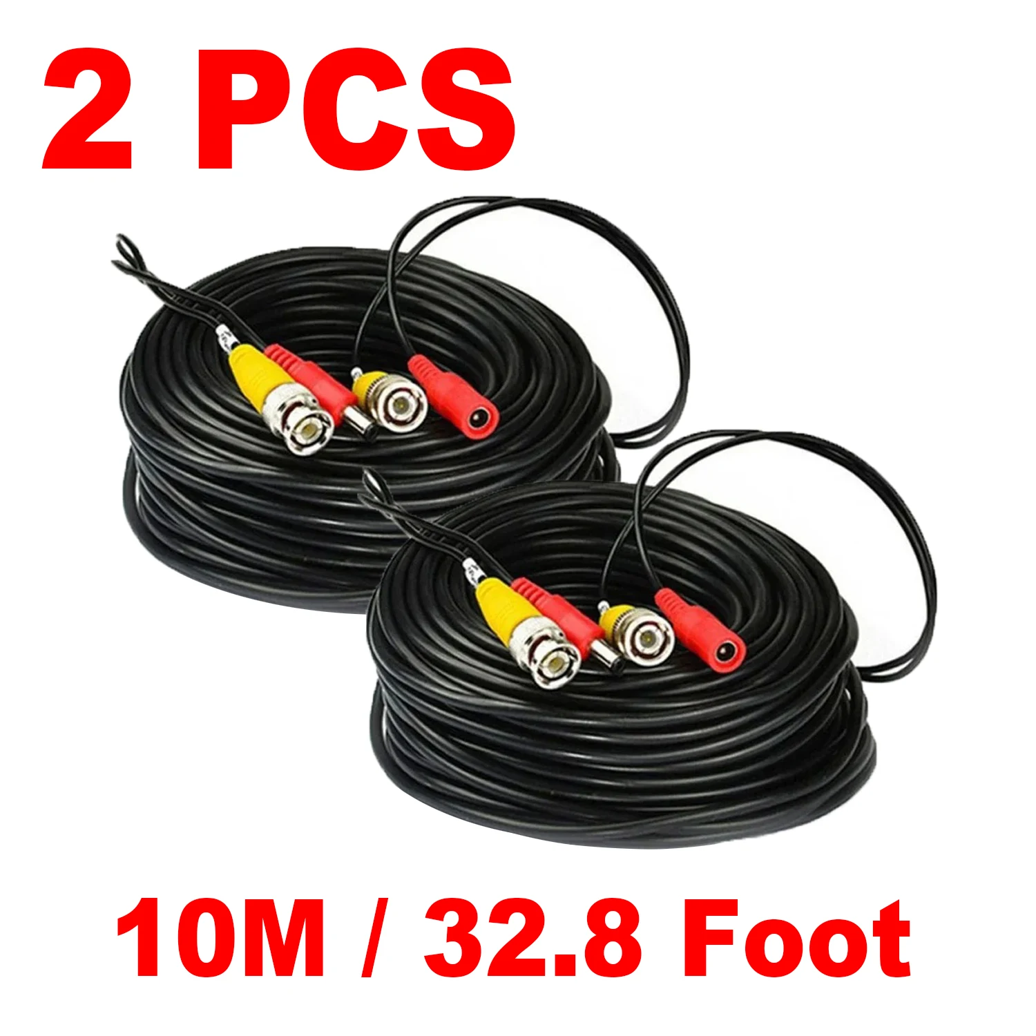 2pcs 10M BNC+DC Connector 2 in 1 BNC CCTV Outdoor Cable Coaxial Video Power AHD Camera For DVR System Video Security Surveillanc