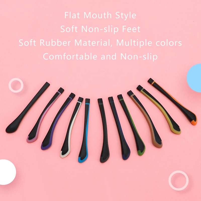 1Pair Tungsten Carbon Rubber Square Hole Glasses Foot Cover Eyeglasses Anti-skid Sleeve Soft Silicone Prevent Allergies Ear Hook