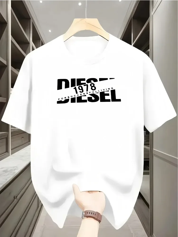 Casual Loose T-shirt with Classic Print Fashionable Summe Cotton Women's Harajuku Short Sleeve Round Neck T-shirt Tops