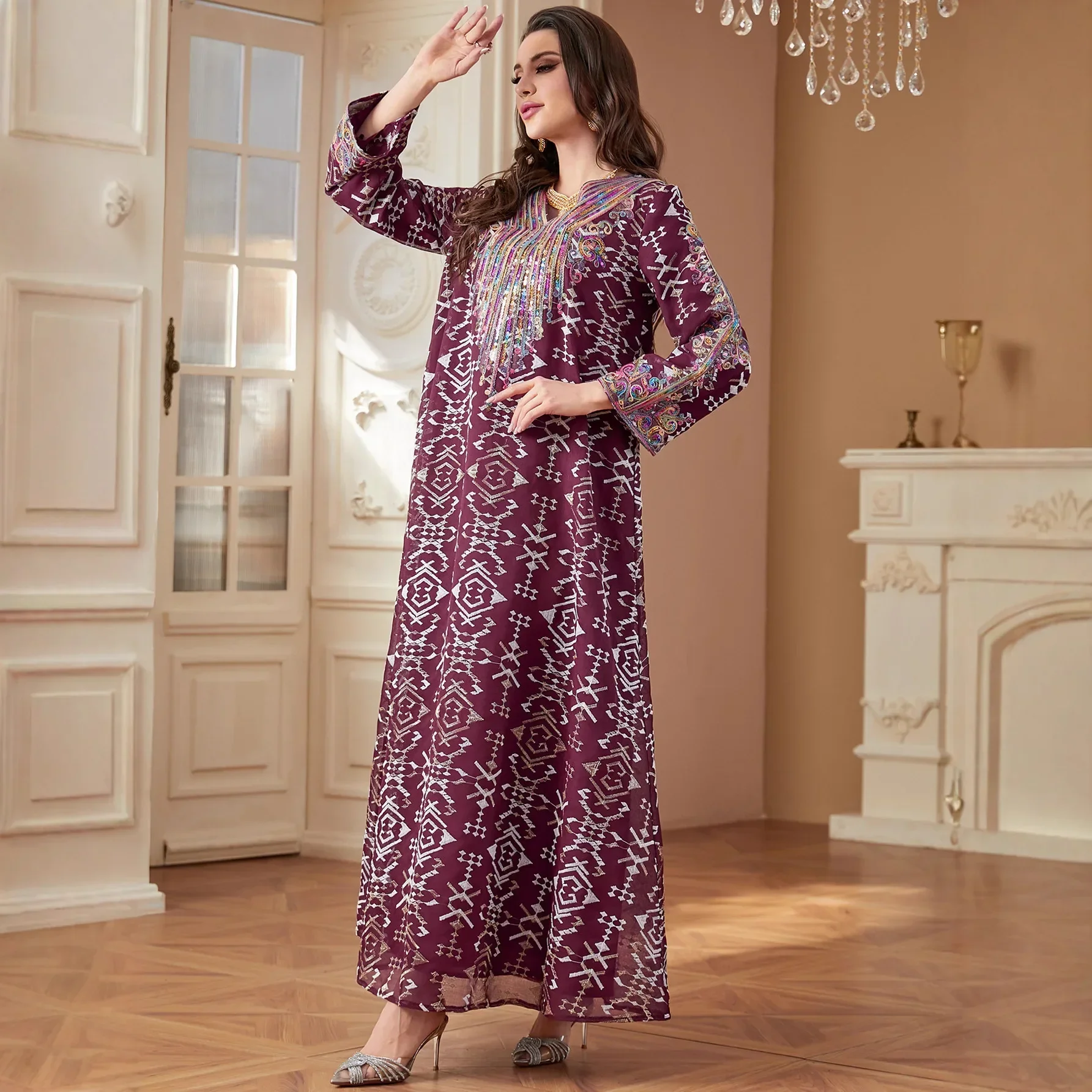 

Ид праздничное платье Абая Женщины Джалабия Мусульманский Дубай Vestidos Ларго Рамадан Вышивка Марокко Молитва Кафтан Халат Абая 2026