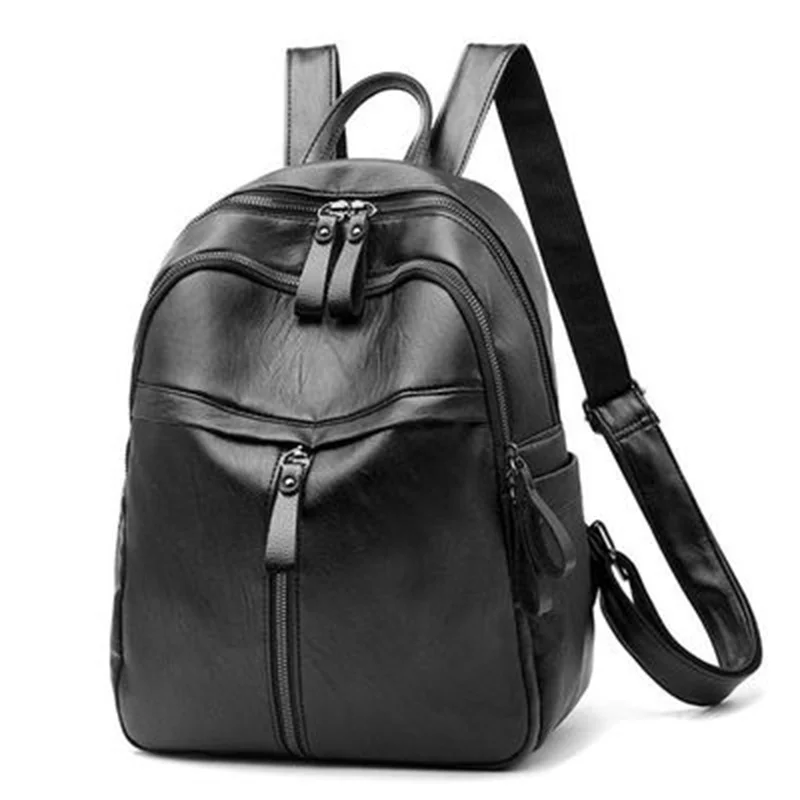 Mochila Vintage de cuero PU para mujer, morral escolar de gran capacidad con cremallera, ideal para ir de compras y viajar