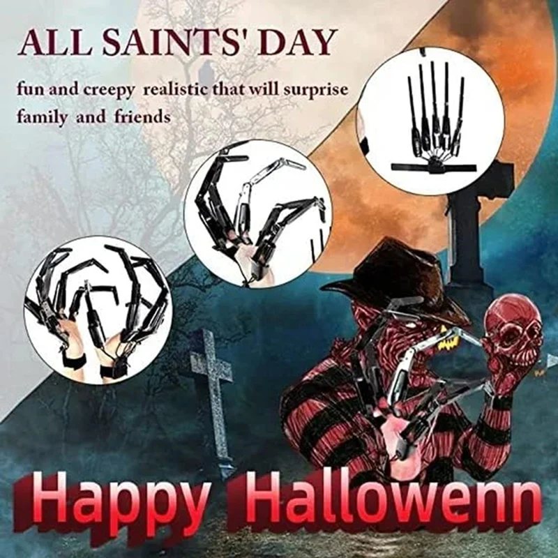 

T81C Хэллоуин шарнирные пальцы шрамы поддельные пальцы скелет руки реалистичные ужасы призрак коготь реквизит косплей перчатки