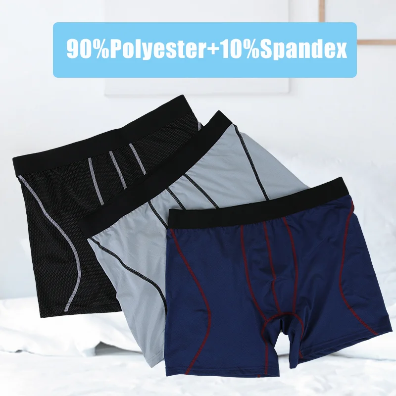 3PCS Men Compression Underwear Breathable Print Boxer Quick Dry Underpants High Stretch Soft Brief Mixed Color Short Pants