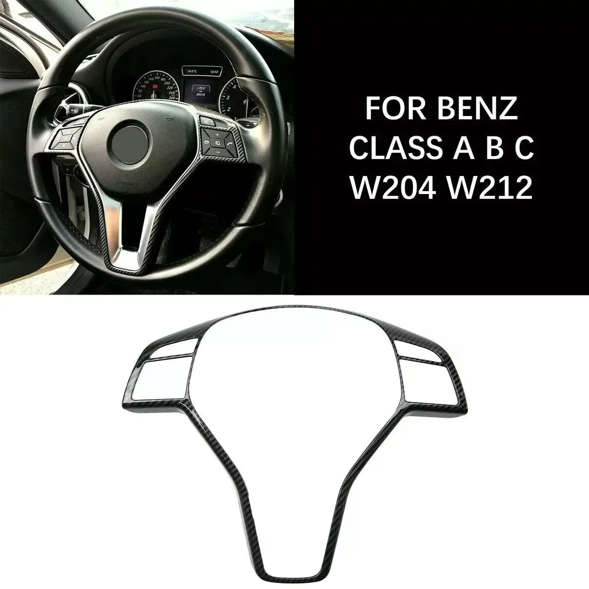 

For Mercedes Benz A B C E CLA CLS GLA GLK SLK Class W176 W246 W204 W207 W212 W117 Car Sticker Steering Wheel Frame Trim Cover