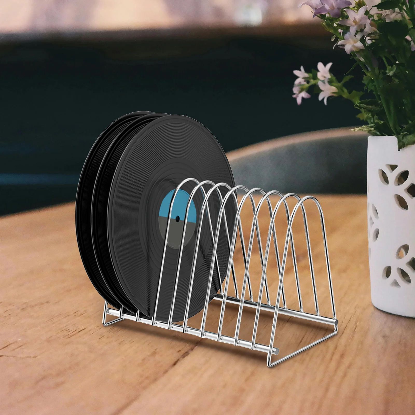 

CD Storage Display Rack Book File Holder Stand for Desk Farmhouse Napkin Silver Magazine