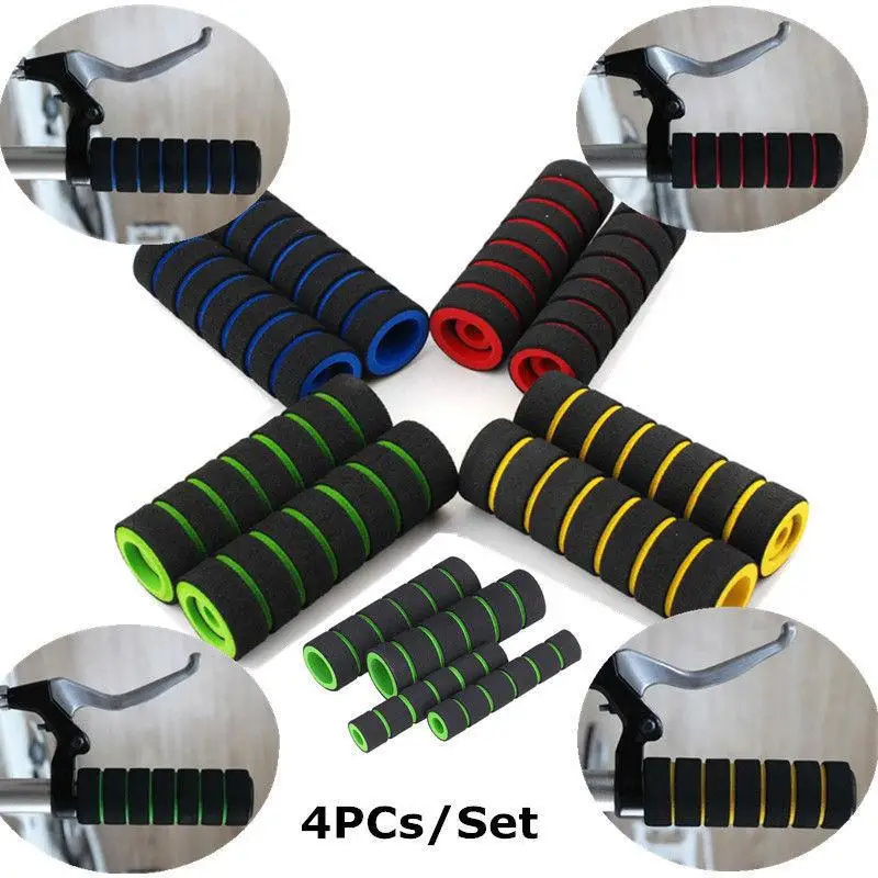 4 in 1 Motorcycle Foam Nonslip Handlebar Hand Grips Cover Set Gloves 4 Colors