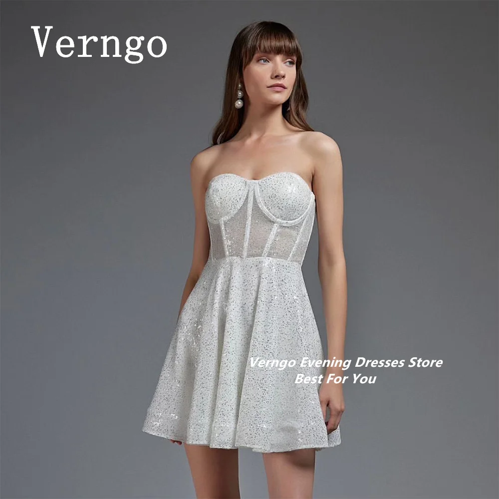 

Verngo Mini Sequined Prom Gown Sweetheart Party Dress For Women Elegant A Line Short Evening Dress Formal Occasion Dress