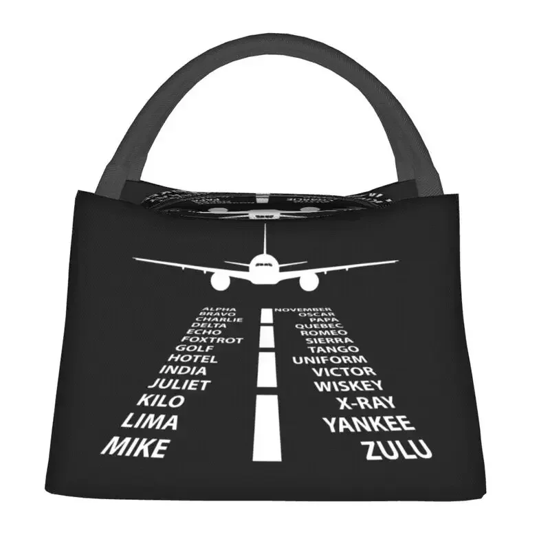 Phonetic Alphabet Pilot Airplane Aviation Gift Insulated Lunch Bags Aviator Air Fighter Resuable Thermal Cooler Lunch Box