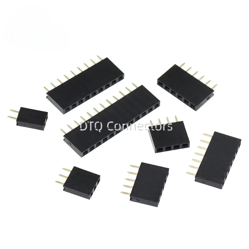 100PCS Single Row Female 2.54MM Spacing Pin Socket Female Header Connector 2P 3P 4P 5P 6P 7P 8P 9P 10P 11P 12P 13P 14P 15P 40P