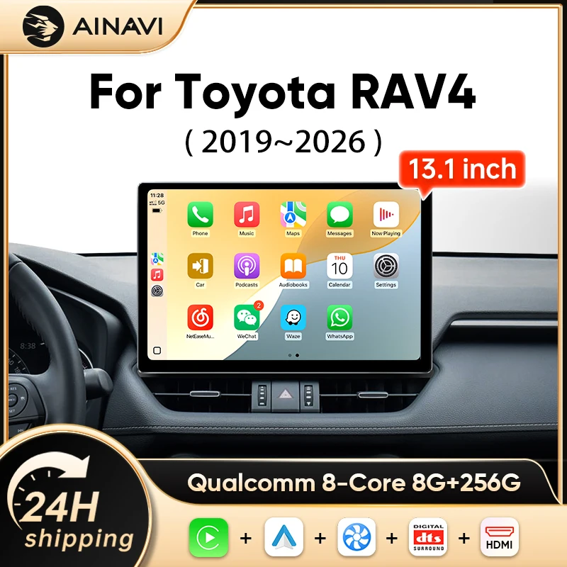 AINAVI 13.1“ pour Toyota RAV4 RAV 4 2020-2026 Autoradio Multimédia Navigation GPS Sans Fil Android CarPlay 4G Écran QLED