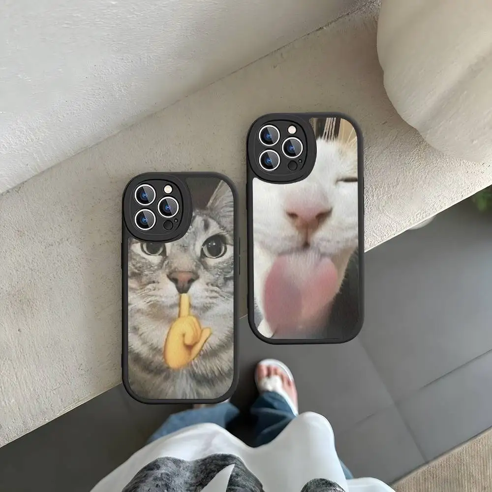 

Funny Cute Cat Leather Phone Case For IPhone 15 14 13 Pro Max 12 11 16 Plus Phone Cover