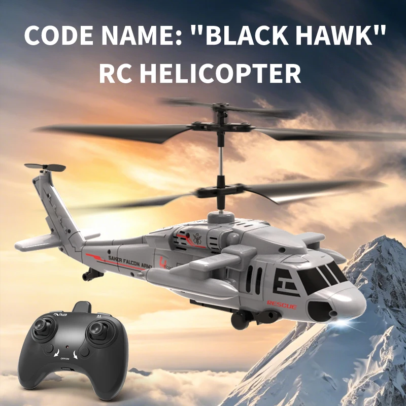 

Remote Control Helicopter, Crash-Resistant & Durable Rechargeable Flying Military Fighter Jet Kids Toy - New Arrival Black Hawk