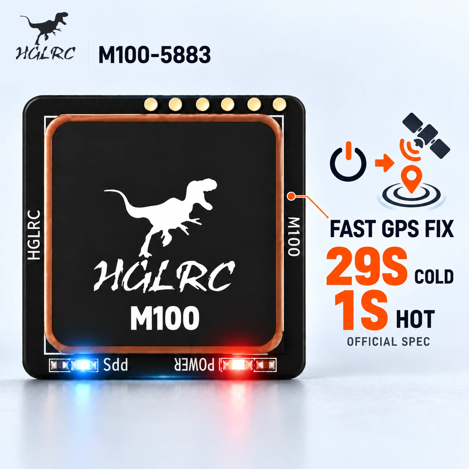 HGLRC M100-5883 GPS Module With Compass 21x21x8.02mm 7.73g Ceramic Antenna For FPV Drone Fixed Wing RC Aircraft 1PC 3PCS