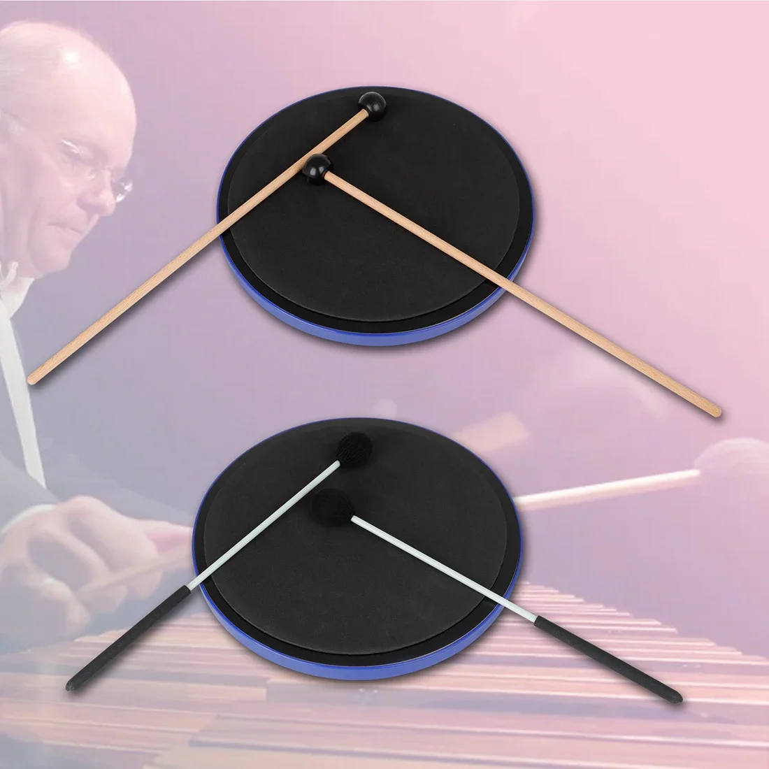 Martillo Marimba para principiantes, cabeza negra, juego de cabeza de martillo de goma y lana, accesorios de instrumentos de percusión para enseñanza de guardería, 4 Uds.