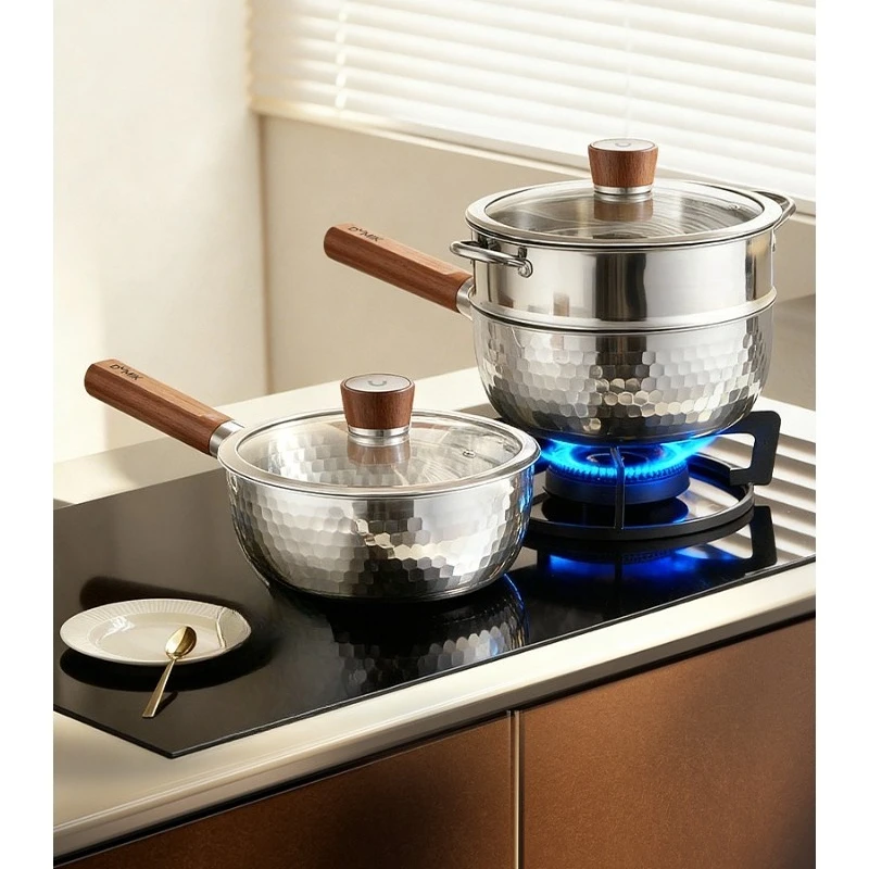

Pure titanium uncoated snow flat pot small milk pot for one person cooking instant noodles steaming integrated soup