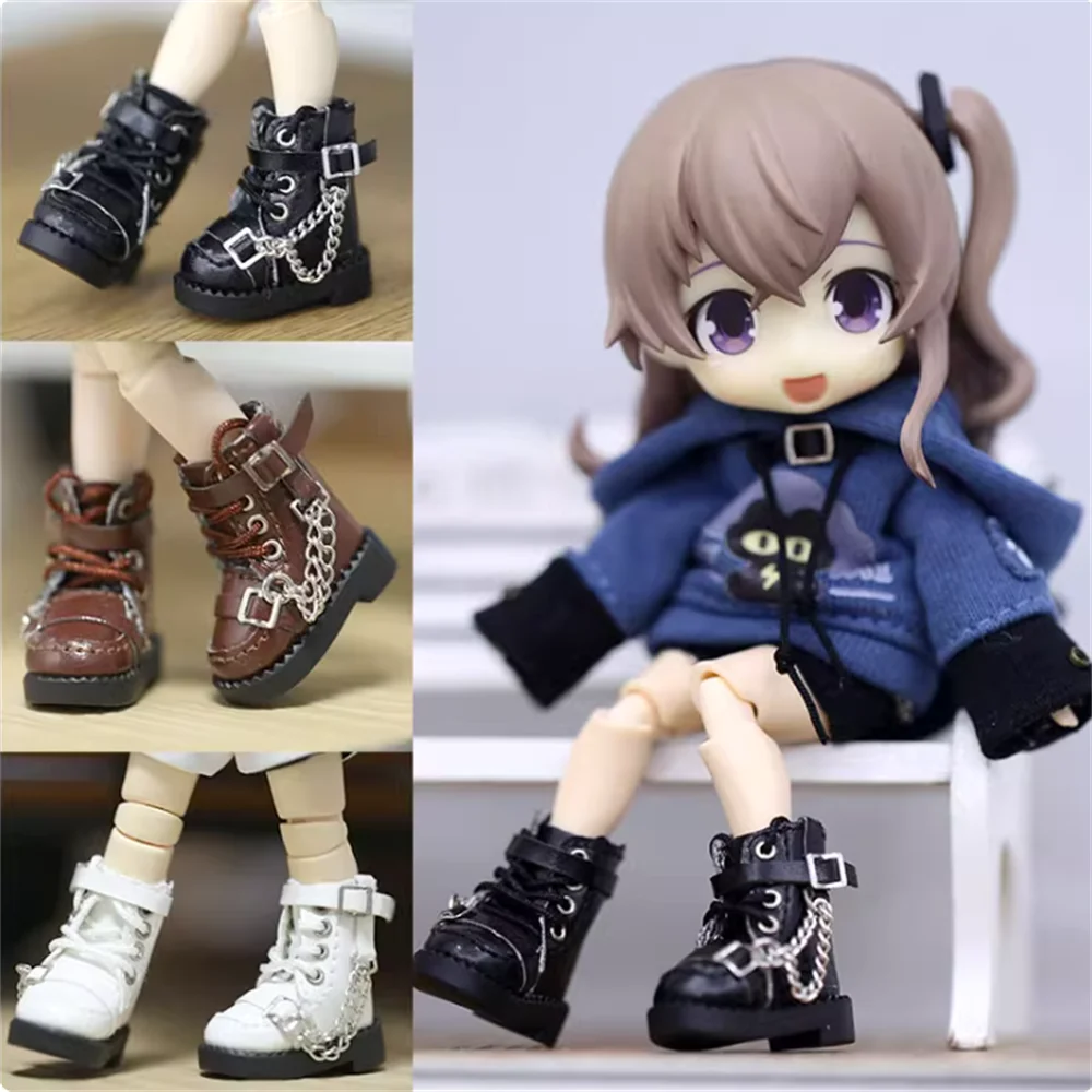 

Snail 1/12 12 Points OB11 Shoes Motorcycle Boots High Top Chain Shoes Model P9 YMY UFDOLL BJD Body In Stock