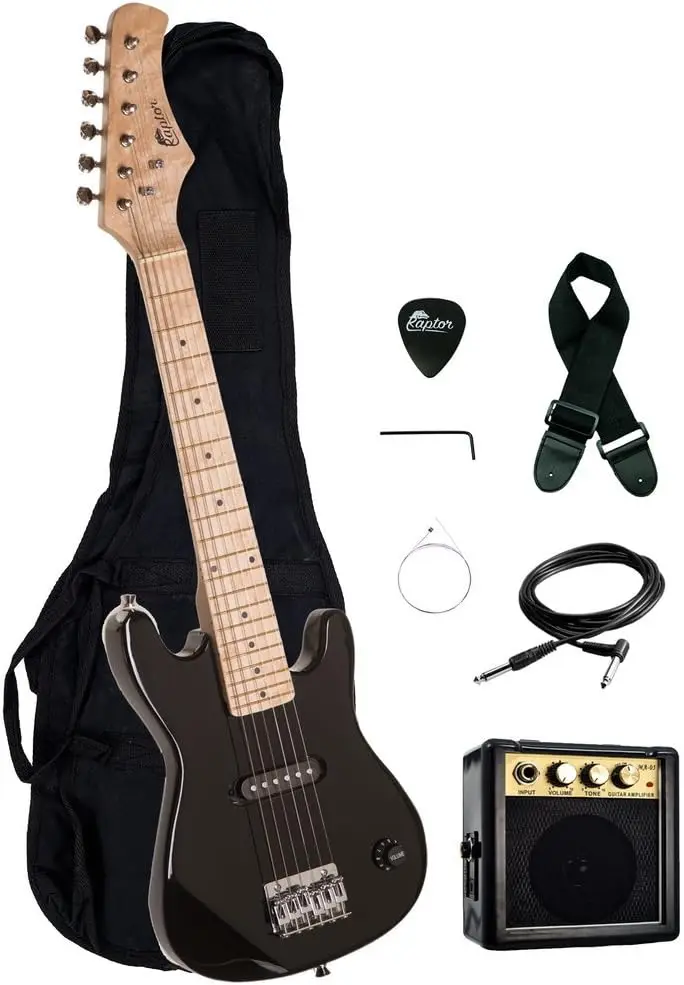 

EP3 30" 1/2 Size Guitar Package with 3W Amp, Gig Bag, Strap, Cable and Picks - BLACK Telecaster bridge Guyker M vave Pick