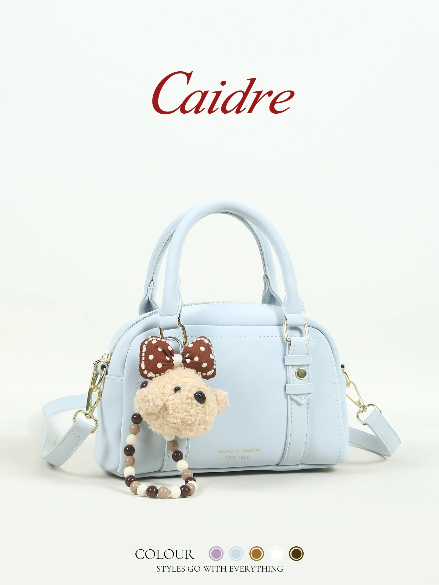 

Caidre Women's Shoulder Bag Bowling Bag Small Popular Crossbody Work Outdoors Handbag Korean Style Single Strap Zipper Closure