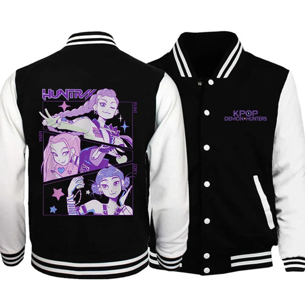 

KPOP Demon Hunters Rumi Mira Zoey Cosplay Baseball Jacket Women Men Bomber Jacket Harajuku Zipper Baseball Uniform