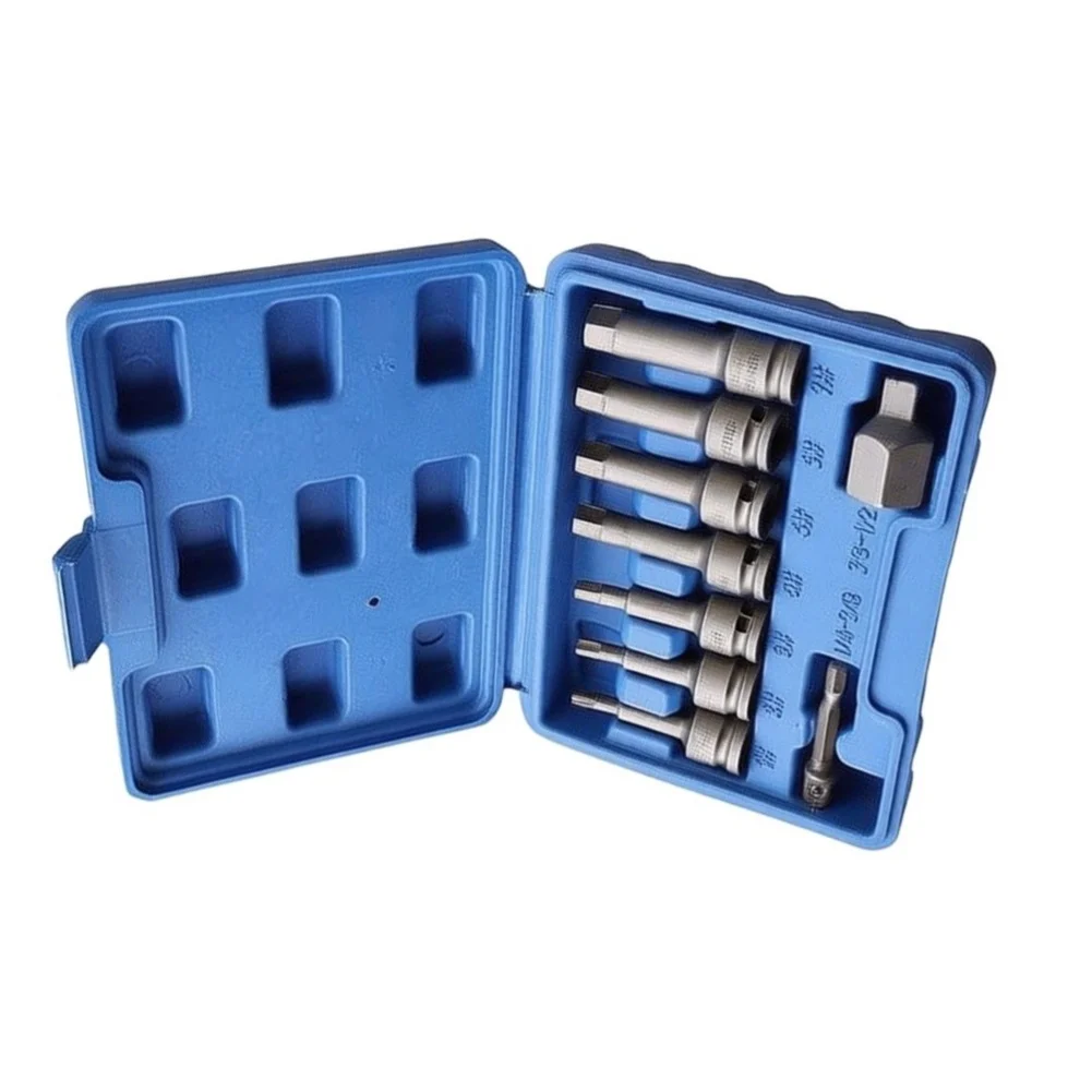 HSS 9 Piece Broken Screw Extractor Kit for 3/8 inch Drive Compatible with Hand Drills Wrenches Stripped Screw Removal