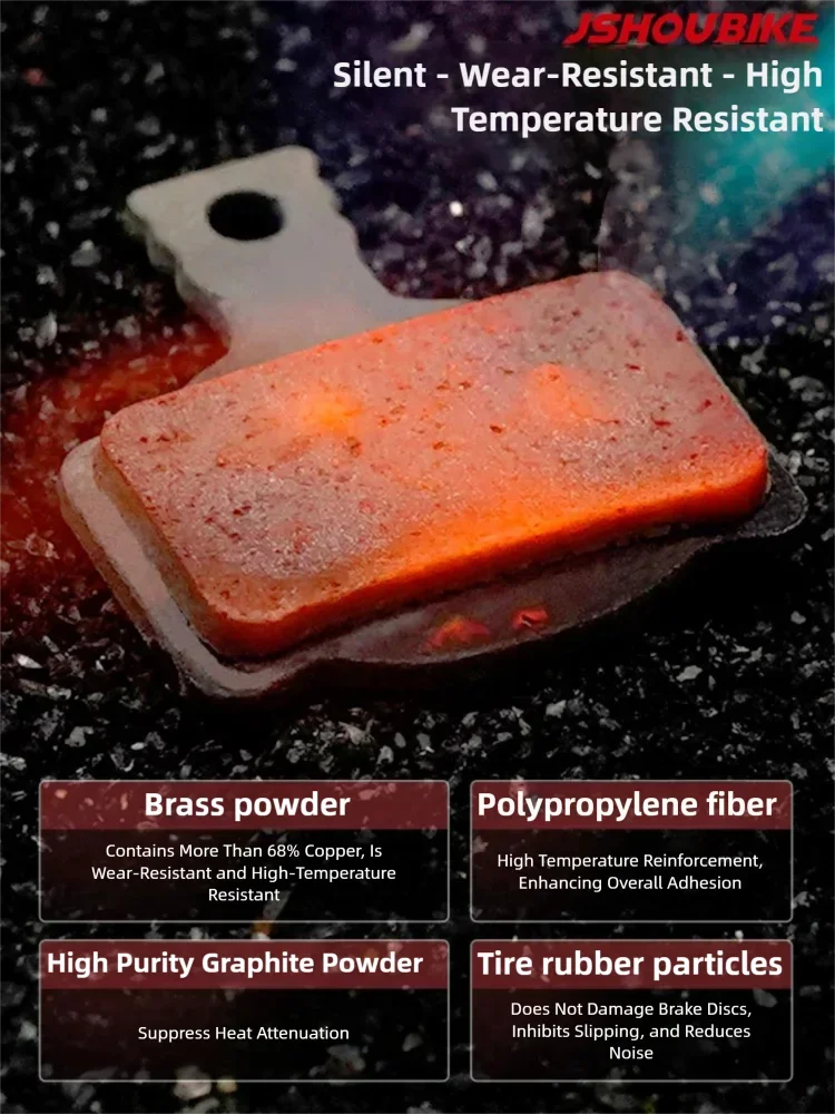 JSHOUBIKE 1/2/4/6/8/10 pairs BPP Bicycle brake pads Brass powder for Wire-pull disc brake Folding bike skateboard