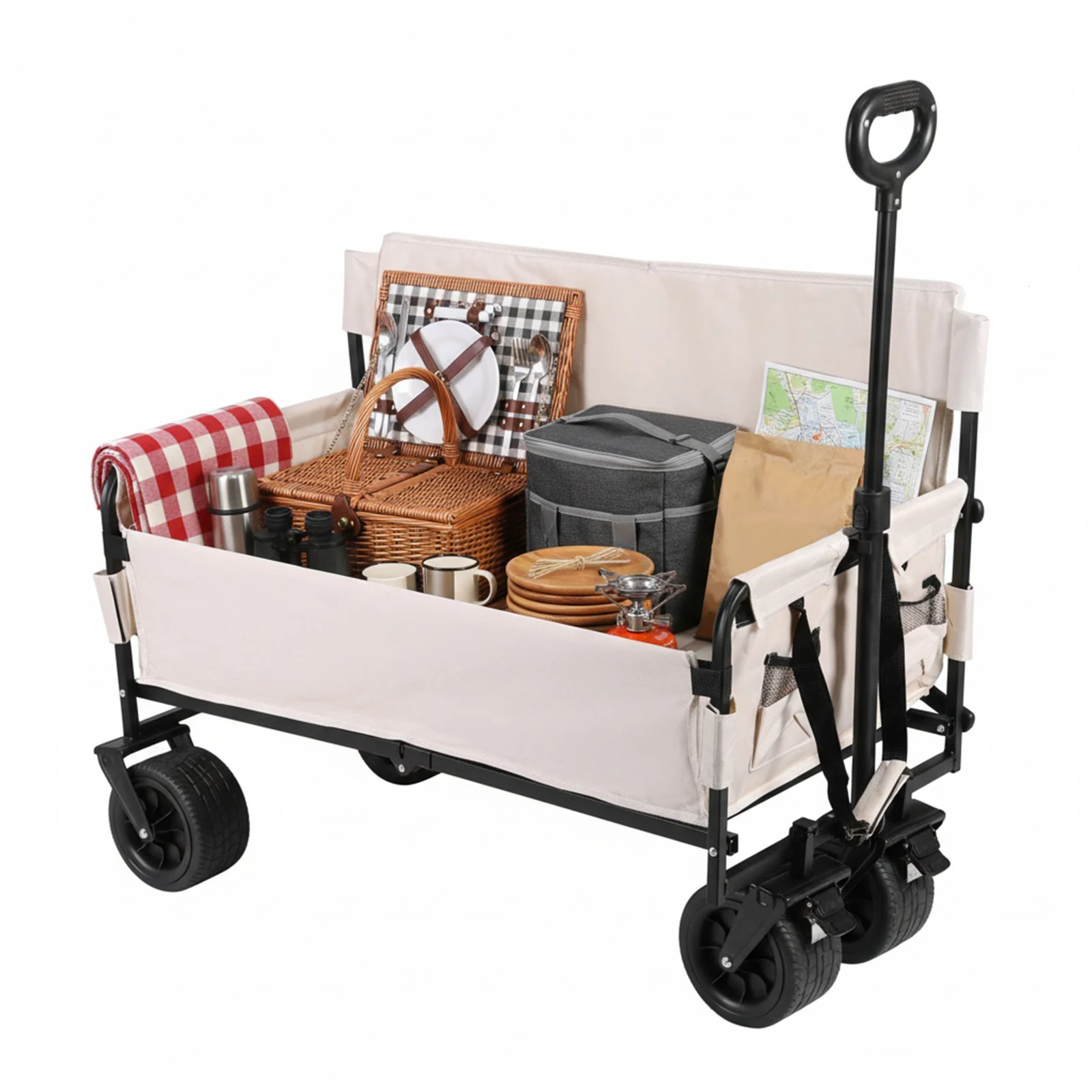 

Collapsible Heavy Duty Wagon with Big Wheels Heavy Duty Collapsible Utility Wagon for Groceries Garden Sport