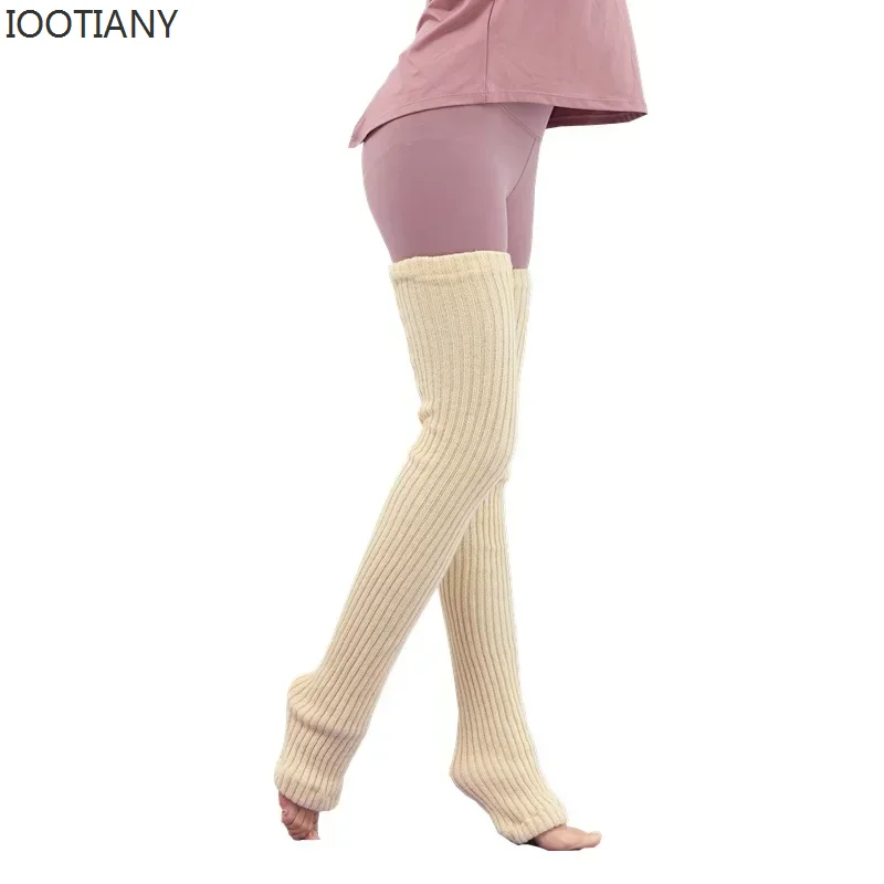 IOOTIANY Korean Lolita Winter Non-slip Dance Socks Women Knit Boot Socks Over Knee Yoga Leg Warmers Foot Warm Leg Cover