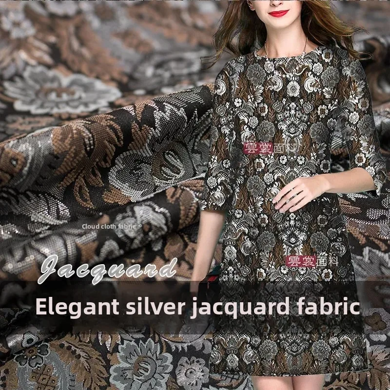 

Gold Wire Yarn-dyed Jacquard Fabric Vintage Flowers Dresses Blazers Clothing European Brand Fashion Design Sew Wholesale Cloth