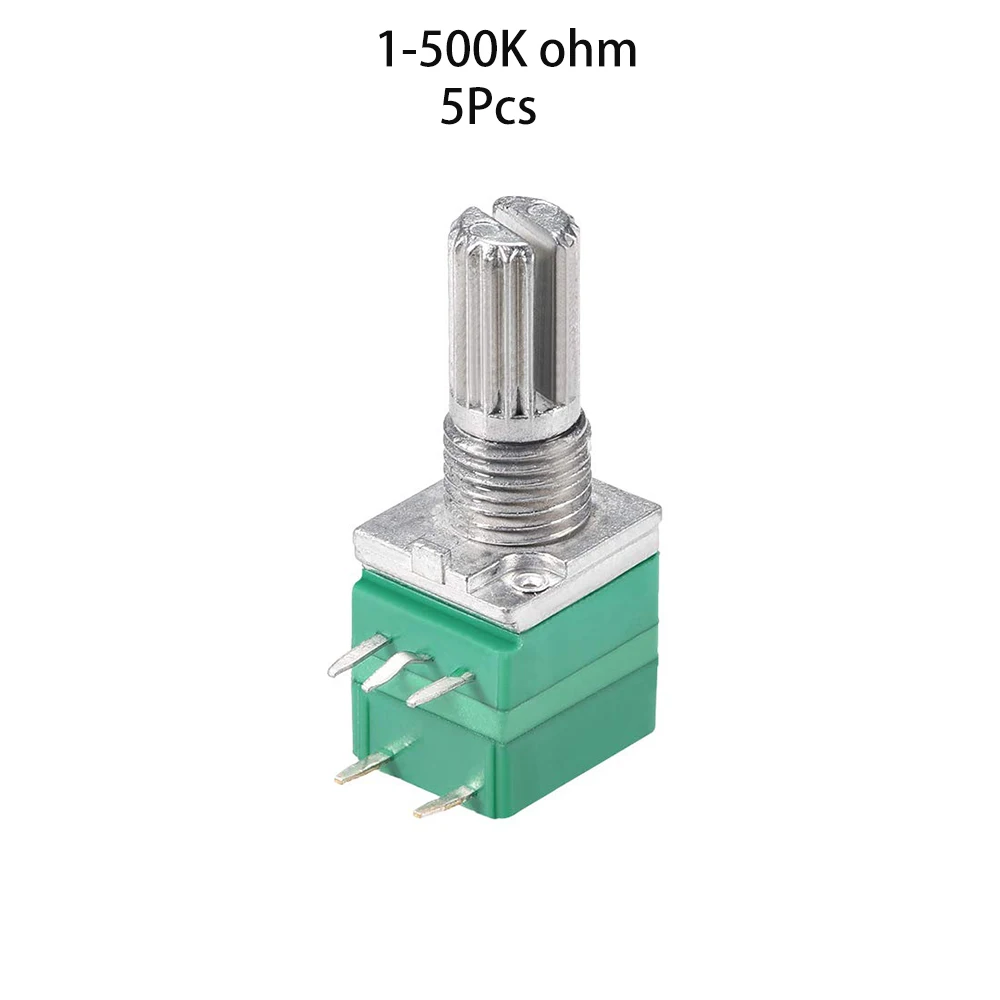 5Pcs Potentiometers Industrial Switches RK097 RK097G 5Pin B1K 5K 10K 20K 50K 100K 500K Switch Audio Shaft 15mm Amplifier Sealing