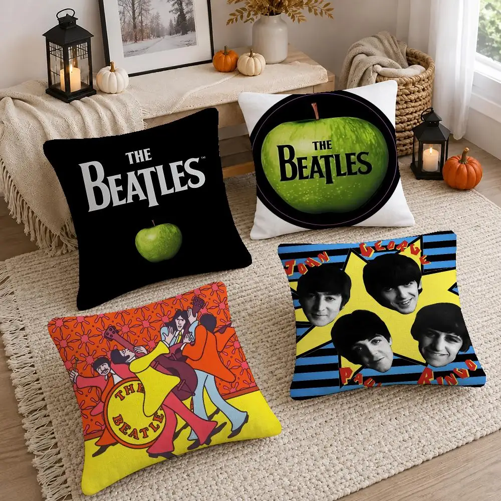 Rock Band The Beatles Cushion Cover Washable Short Plush Pillowcase, Wrinkle Resistant Cushion Cover for Bedroom Decor Gift