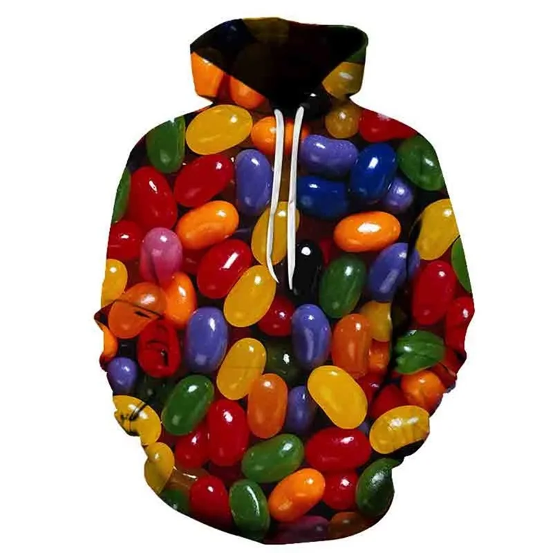 3D Print Candy Fruit Graphic Hoodies For Men Casual Plus Size Funny Sweatshirts For Women Men Streetwear Pullovers Men Hoodie