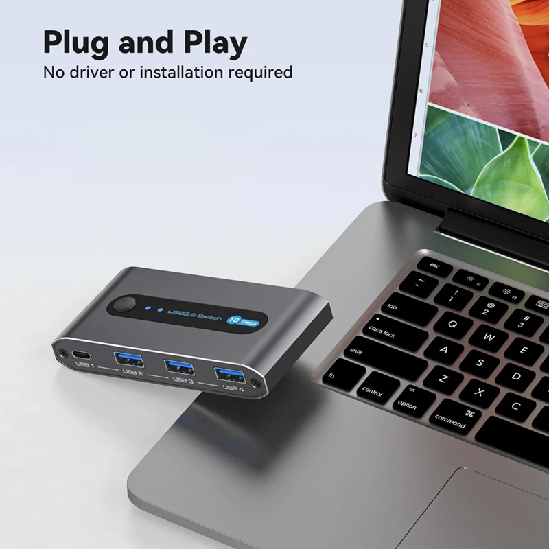 2025 جديد 10Gbps USB 3.2 التبديل USB C التبديل ، 4 منافذ USB الجلاد للكمبيوتر المحمول حصة لوحة المفاتيح الماوس يدعم USB C المدخلات