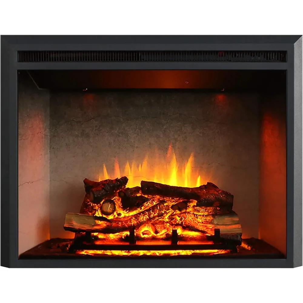 

33 Inches, Edward Electric Fireplace Insert with Fire Crackling Sound, Weathered Concrete Interior, Remote Control, 750/1500W