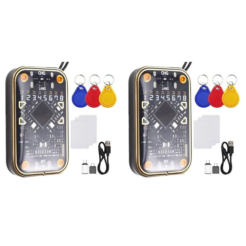 

【MUST-HAVE】2X Chameleon Ultra V2.0 RFID-считыватель чипов, эмулятор 125 кГц, 13,56 МГц, декодирование карт, NFC-дубликатор + 6XUID-брелок/ID-карта