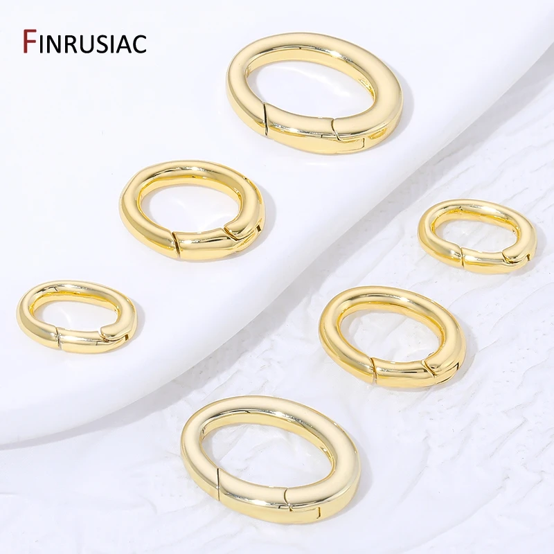 18K Gold Plated Brass Oval Spring Clasps Openable Carabiner Hook Buckle Connector for DIY Jewelry Making Accessories image 4