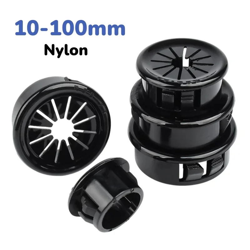 Black Nylon Plastic Cable Hole Cover RSB 10-100mm Furniture Dust Plug Buckle Table Grommet Wire Passing Line Outlet Rings