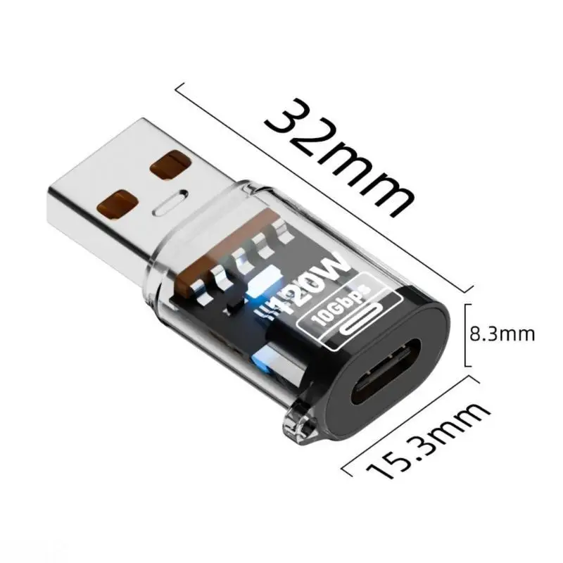 D08B USB to Type C Adapter Converter Connector 120W Fast 10Gbps Transfer Rate