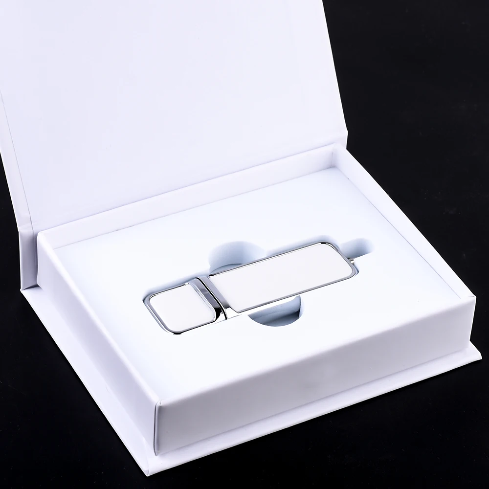 لون الطباعة هدية صندوق محرك فلاش USB 128 جيجابايت شعار الحرة الجلود القلم محركات 64 جيجابايت الأبيض ذاكرة عصا 32 جيجابايت 16 جرام 8 جرام U القرص هدية الزفاف