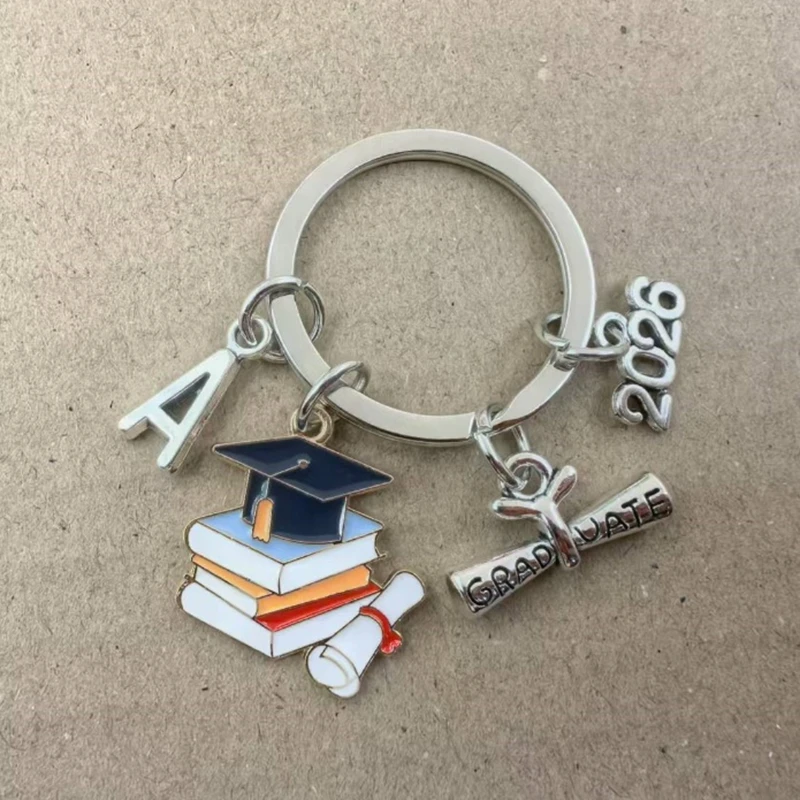 2025 new A-Z graduation ceremony keychain, graduation lovely enamel graduation cap keychain commemorative graduation gift