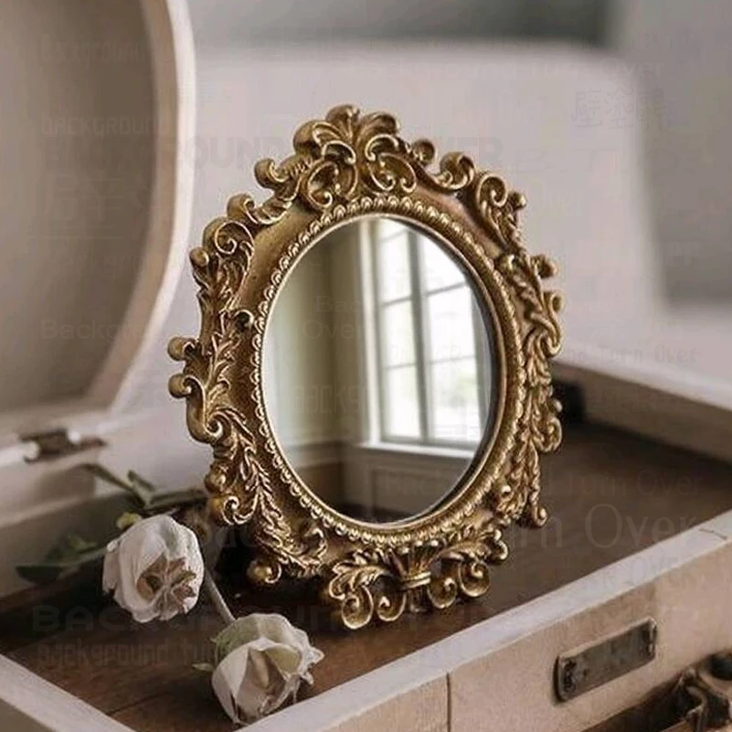 

Свадебное зеркало на заказ, золотое ретро декоративное косметическое зеркало, зеркало в винтажном стиле, антикварное зеркало для гостиной M001