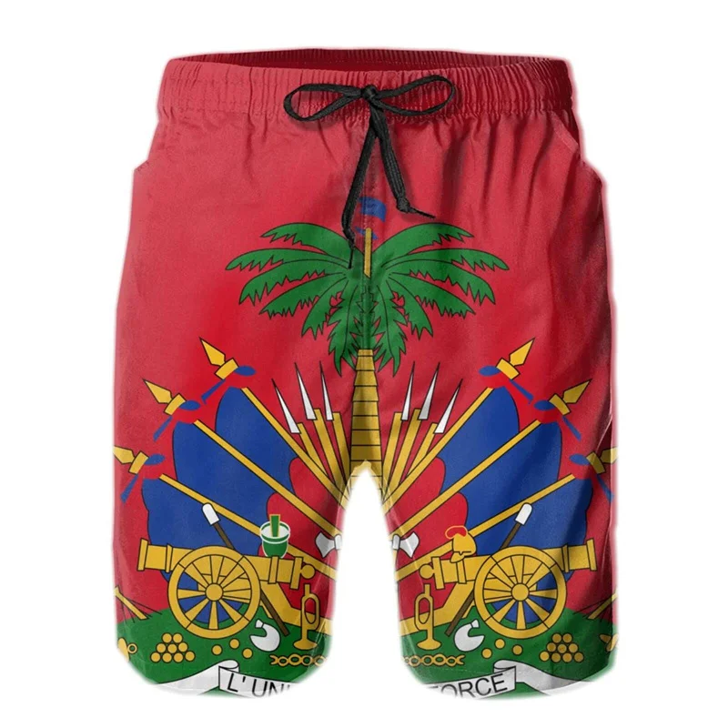 

Haiti 3d Print Short Pants For Men Drawstring Casual Summer Beach Shorts Gym Cool Surf Board Shorts Quick Dry Swimming Trunks