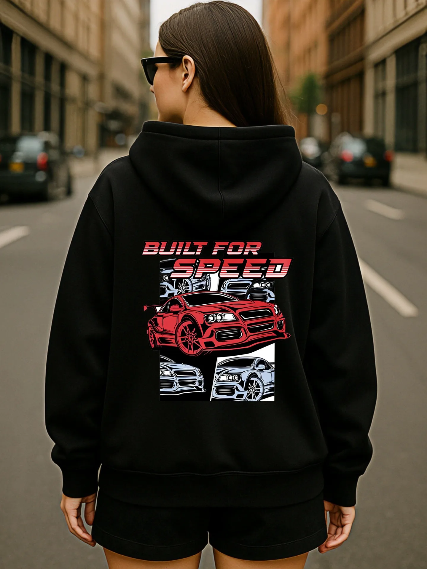 เสื้อฮู้ดลายกราฟิก พิมพ์ลายซิลลูเอทพ่อ-ลูก สไตล์ลำลอง ผ้าเนื้อนุ่ม สวมใส่สบายทุกวัน สำหรับผู้ชาย