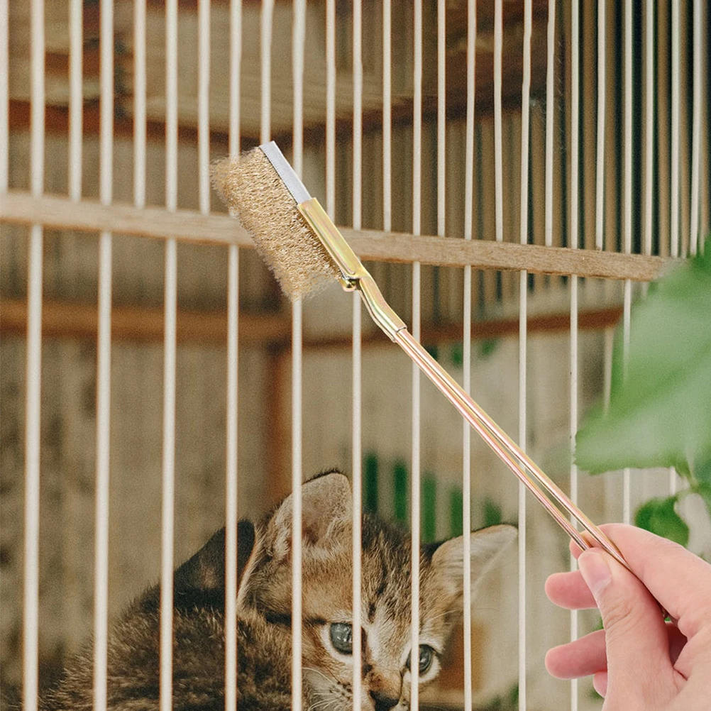 

1set Bird Cage Brush for Perches Accessories Cleaning Doors Nests Copper Steel Durable Handle Dense Bristles Versatile Birdcage