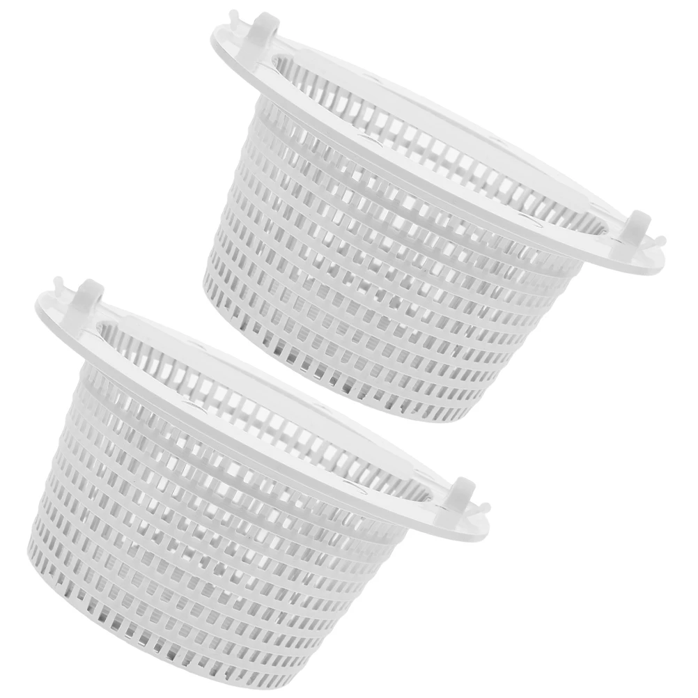

2pcs Swimming Filter Basket Plastic Anti Clogging Garbage Strainer for Pool Skimmer SP1091WM White Handle