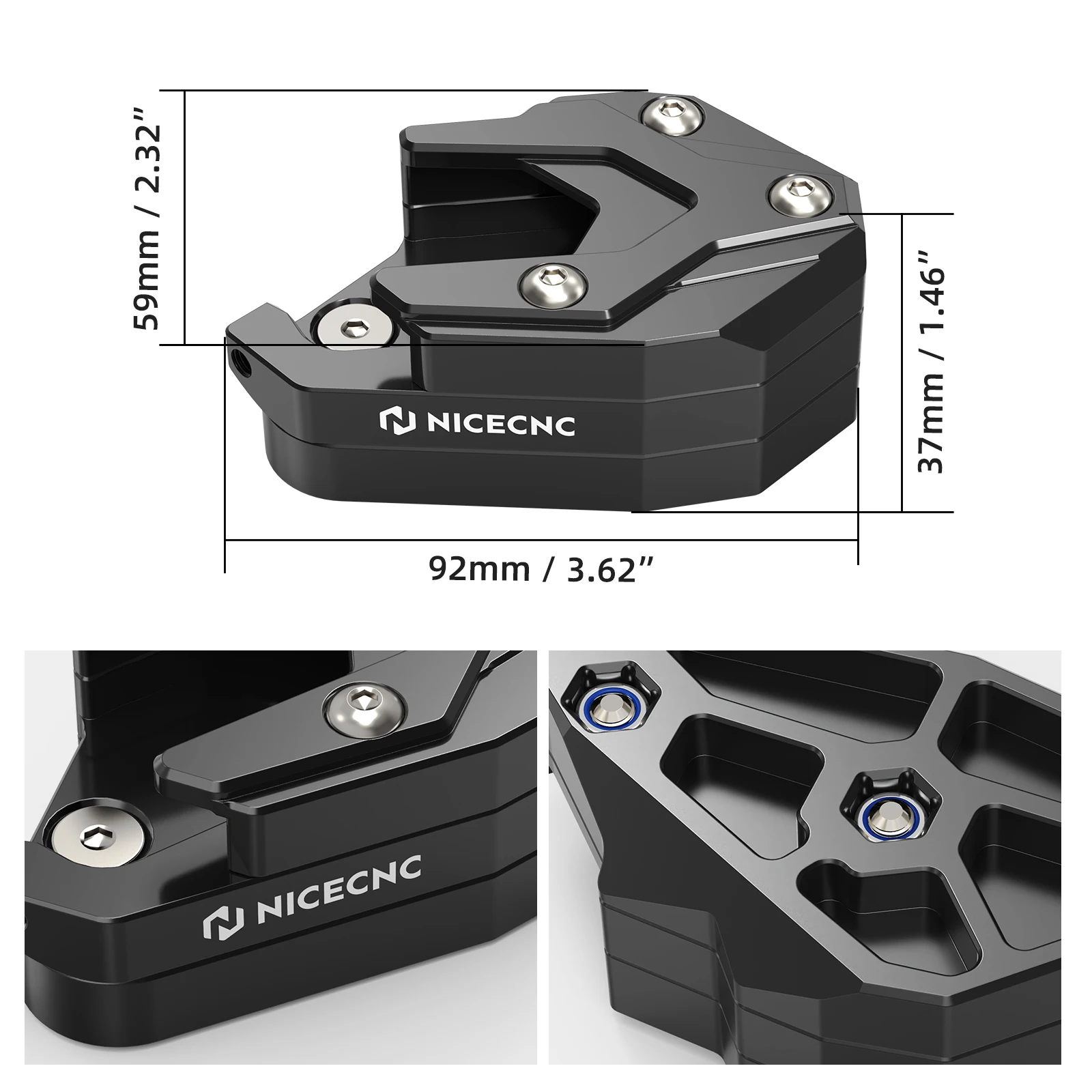 Für BMW R1300 GS /R1300GS Adventure 2024-2026 NICECNC Seitenständer-Vergrößerungsplatte Seitenständer-Verlängerungsplatte R 1300GS /GSA 2025 2026 – Detail 2