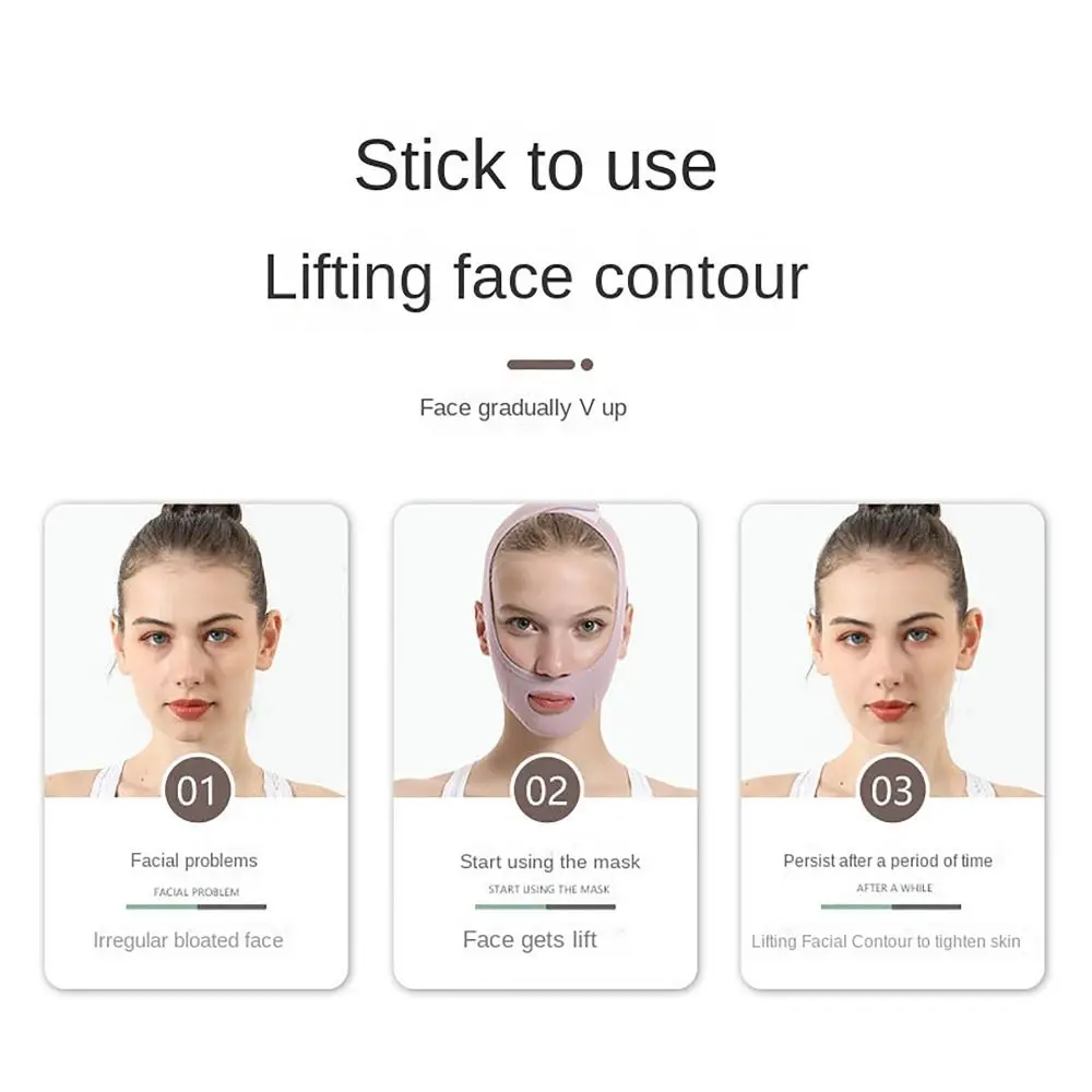 再利用可能なジョーエクササイザーVラインマスク、V字型フェイススリミングリフティングフェイススリミングバンデージ、女性用睡眠用フェイシャルマッサージストラップ